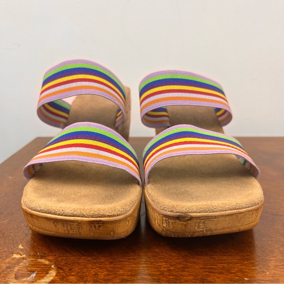 Italian Made Wedges Slip Ons Rainbow Elastic Straps 7M - Picture 2 of 11